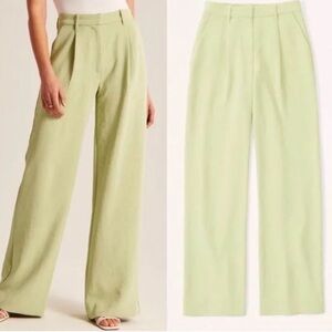 Abercrombie & Fitch Soft Lime Green Sloan Tailored Wide Leg Pants 29 / 8